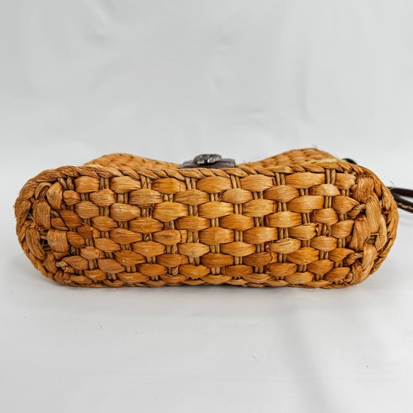 Brighton Wicker Women's Handbag Beige Croc Embossed Leather Heart Charm Purse - Picture 8 of 16